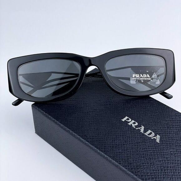 NEW Prada PR14YS 1AB5S0 Black Dark Grey Rectangle Unisex Sunglasses - Picture 12 of 14